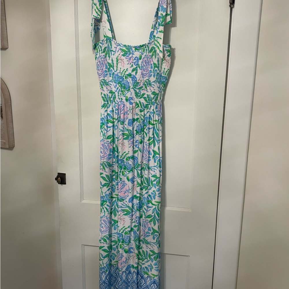 Lilly Pulitzer Kailiua Smocked Dress Resort White just a pinch